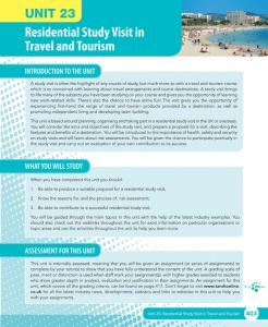 Unit 23 Residential Study Visit in the Travel and Tourism Sector eUnit (2010 specifications)