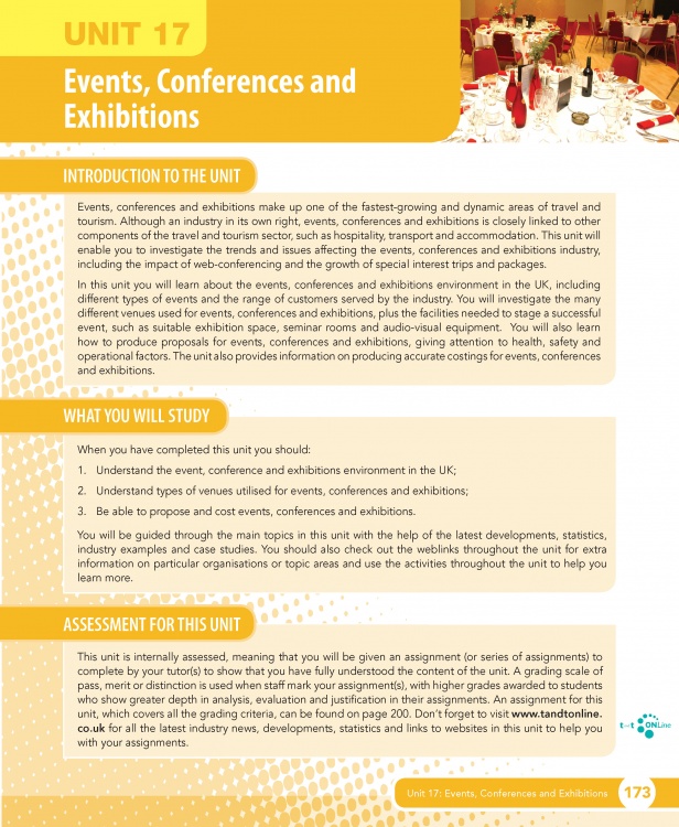 Unit 17 Events, Conferences and Exhibitions eUnit (2010 specifications)