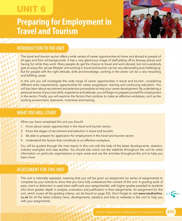 Unit 6 Preparing for Employment in Travel and Tourism eUnit (2010 specifications)